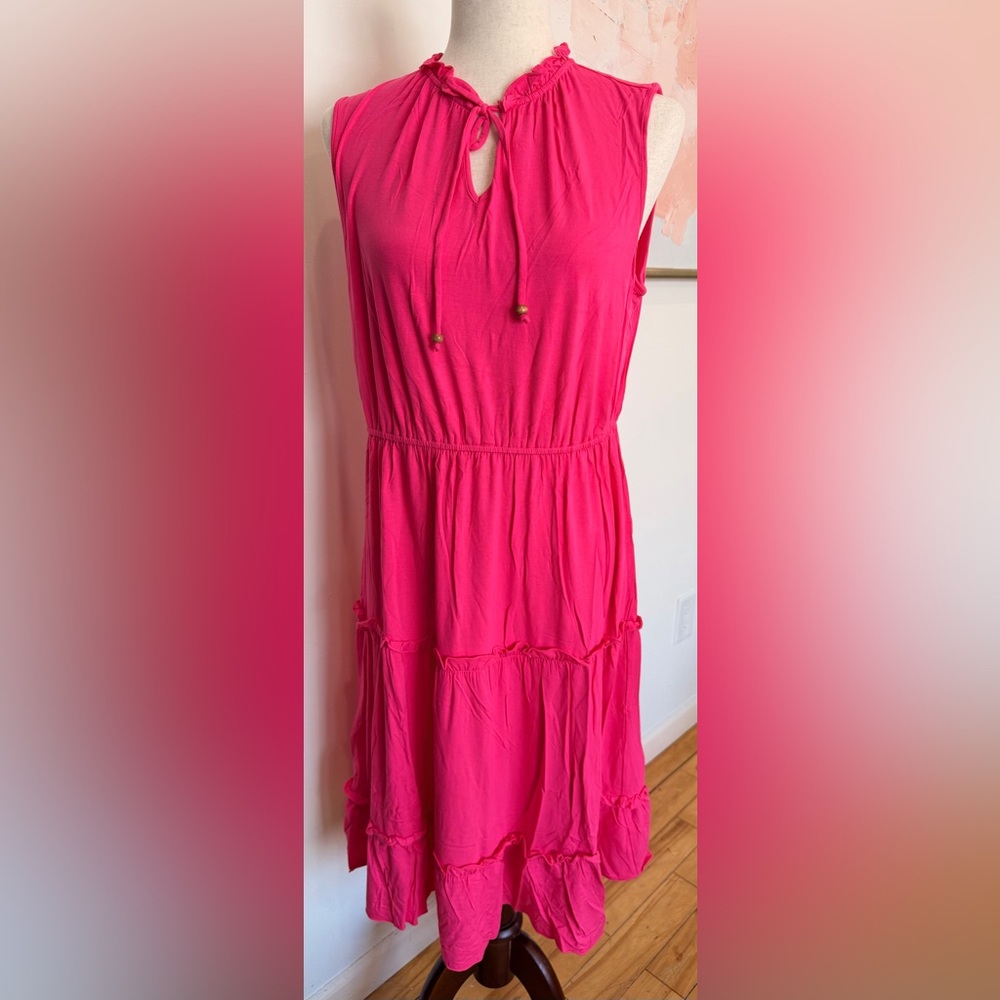 Bright Pink Tiered Summer Dress Large